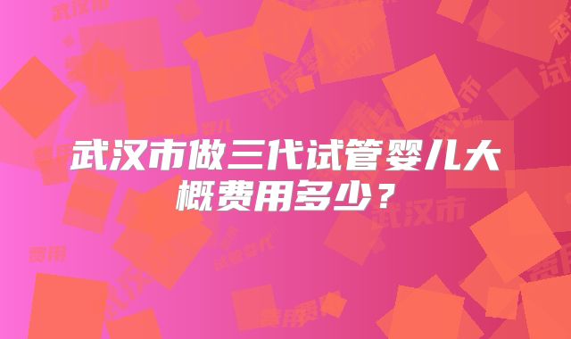 武汉市做三代试管婴儿大概费用多少？