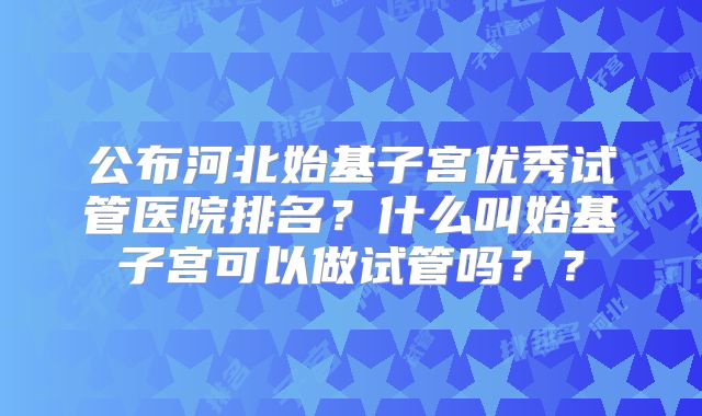 公布河北始基子宫优秀试管医院排名？什么叫始基子宫可以做试管吗？？