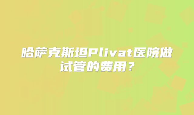 哈萨克斯坦Plivat医院做试管的费用?