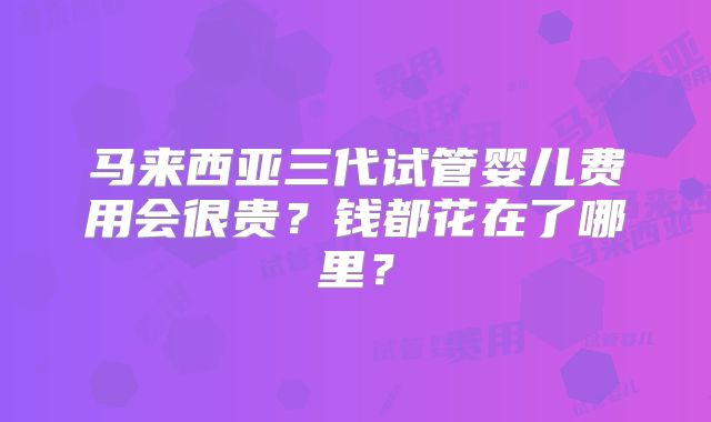 马来西亚三代试管婴儿费用会很贵?钱都花在了哪里?