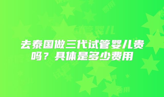去泰国做三代试管婴儿贵吗？具体是多少费用