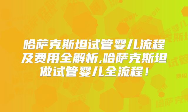 哈萨克斯坦试管婴儿流程及费用全解析,哈萨克斯坦做试管婴儿全流程!