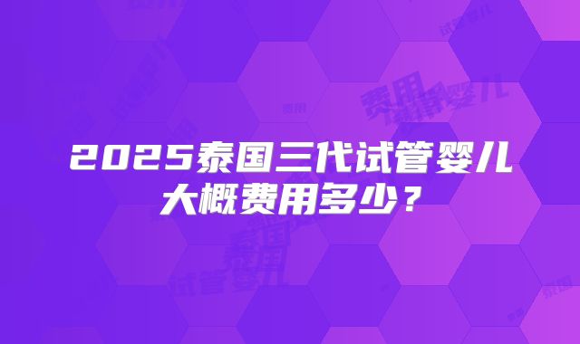 2025泰国三代试管婴儿大概费用多少？