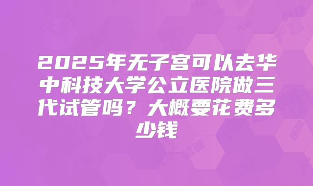 2025年无子宫可以去华中科技大学公立医院做三代试管吗?大概要花费多少钱