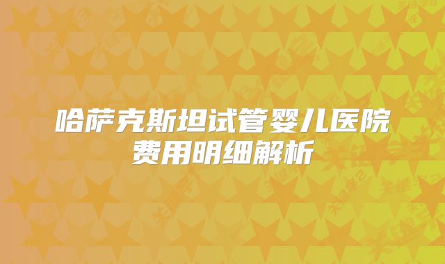 哈萨克斯坦试管婴儿医院费用明细解析