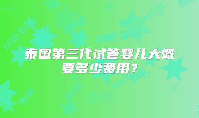 泰国第三代试管婴儿大概要多少费用?