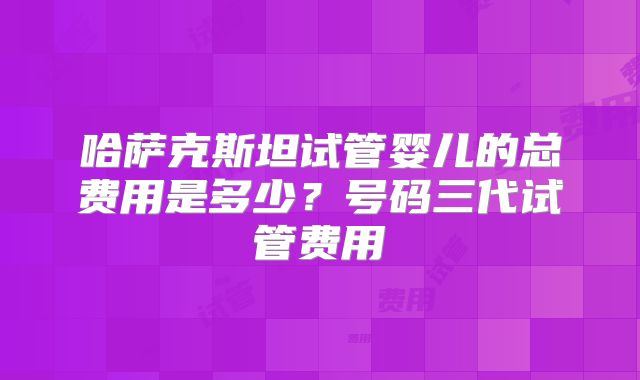 哈萨克斯坦试管婴儿的总费用是多少？号码三代试管费用