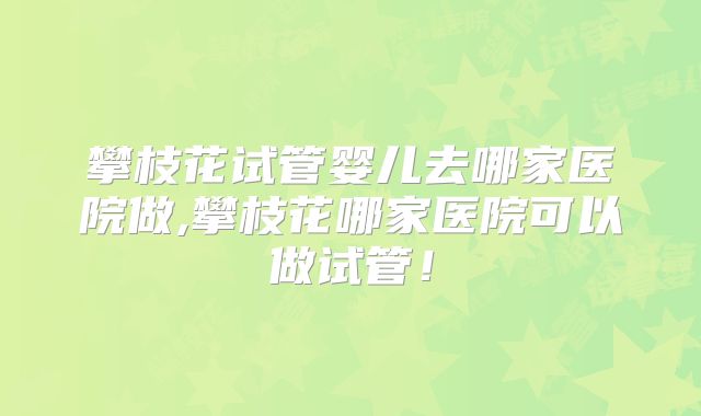 攀枝花试管婴儿去哪家医院做,攀枝花哪家医院可以做试管！