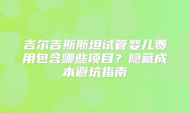 吉尔吉斯斯坦试管婴儿费用包含哪些项目?隐藏成本避坑指南