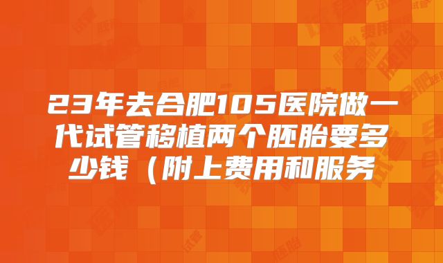 23年去合肥105医院做一代试管移植两个胚胎要多少钱(附上费用和服务