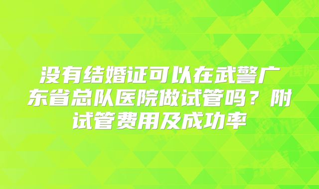 没有结婚证可以在武警广东省总队医院做试管吗？附试管费用及成功率