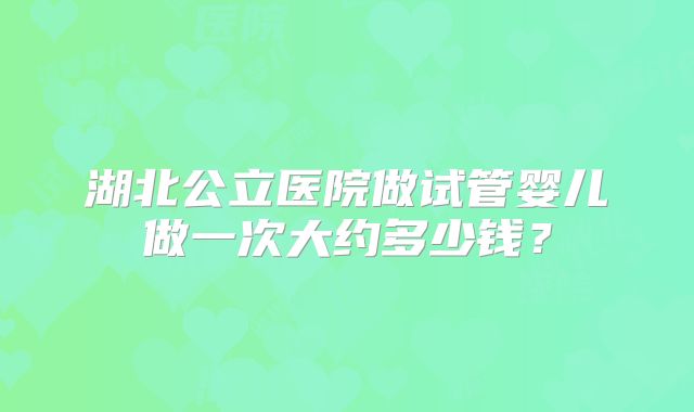 湖北公立医院做试管婴儿做一次大约多少钱?
