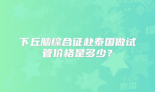 下丘脑综合征赴泰国做试管价格是多少？