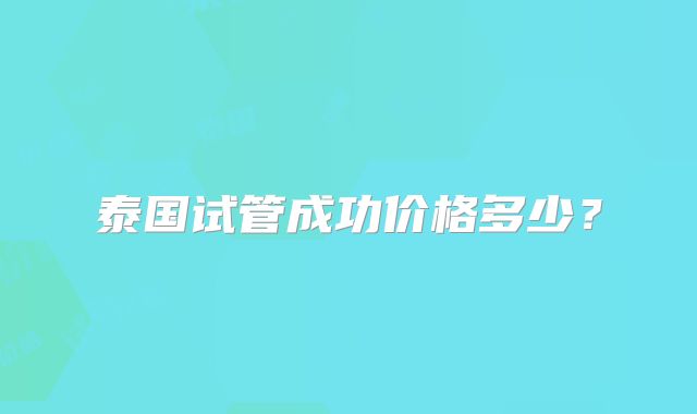 泰国试管成功价格多少？