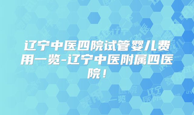辽宁中医四院试管婴儿费用一览-辽宁中医附属四医院！