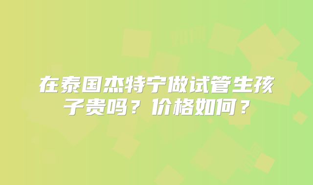 在泰国杰特宁做试管生孩子贵吗？价格如何？