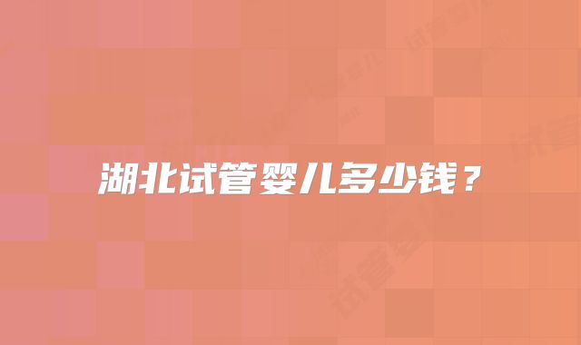 湖北试管婴儿多少钱？