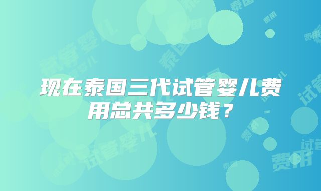 现在泰国三代试管婴儿费用总共多少钱？