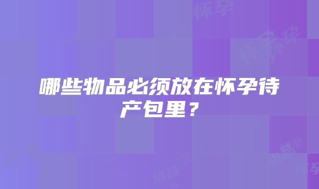哪些物品必须放在怀孕待产包里？