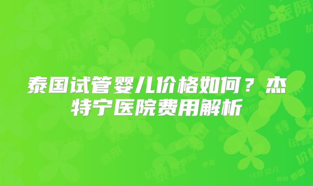 泰国试管婴儿价格如何？杰特宁医院费用解析