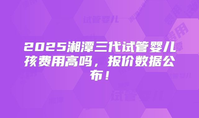 2025湘潭三代试管婴儿孩费用高吗，报价数据公布！
