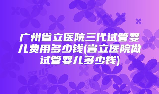 广州省立医院三代试管婴儿费用多少钱(省立医院做试管婴儿多少钱)