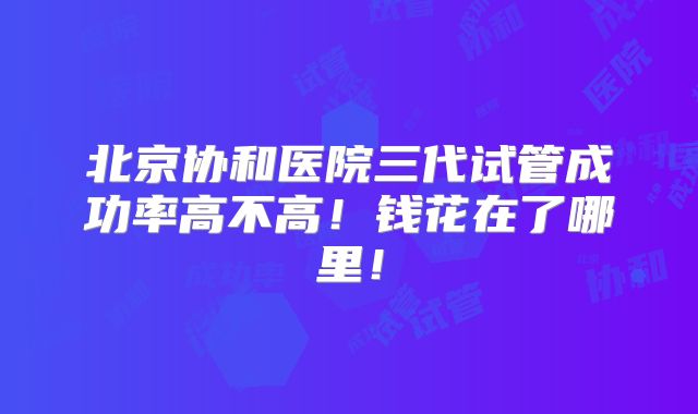 北京协和医院三代试管成功率高不高!钱花在了哪里!