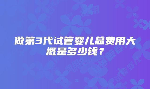 做第3代试管婴儿总费用大概是多少钱？