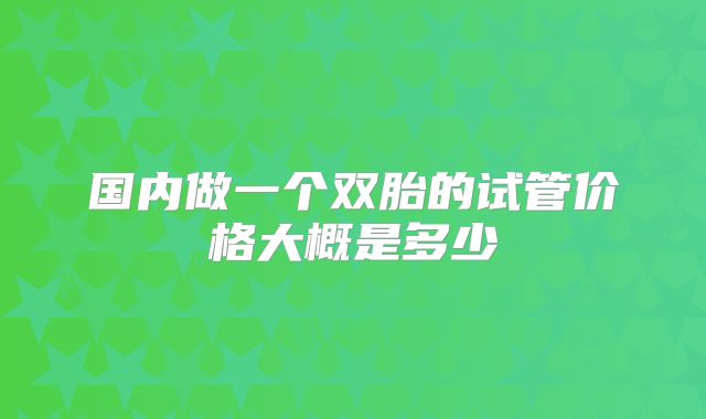 国内做一个双胎的试管价格大概是多少