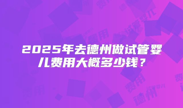 2025年去德州做试管婴儿费用大概多少钱？