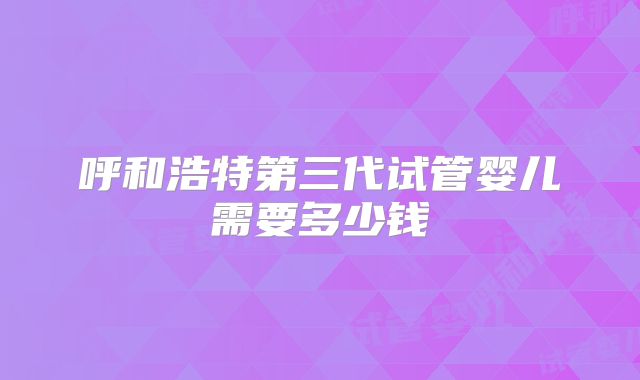呼和浩特第三代试管婴儿需要多少钱