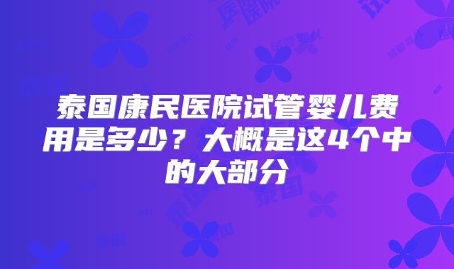 泰国康民医院试管婴儿费用是多少？大概是这4个中的大部分