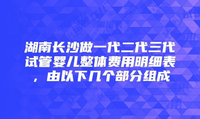 湖南长沙做一代二代三代试管婴儿整体费用明细表,由以下几个部分组成
