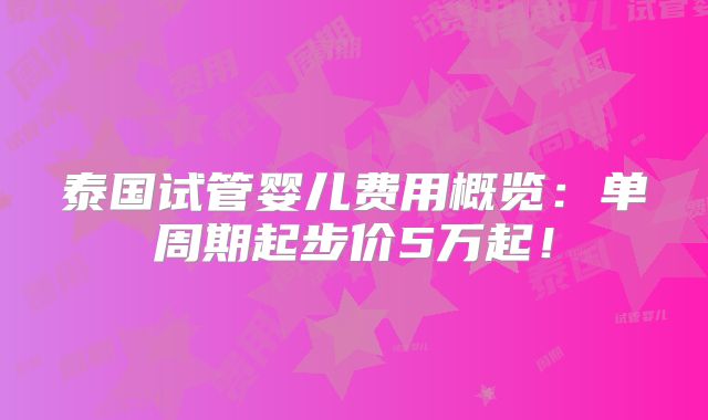 泰国试管婴儿费用概览:单周期起步价5万起!