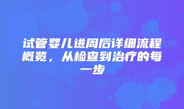 试管婴儿进周后详细流程概览，从检查到治疗的每一步