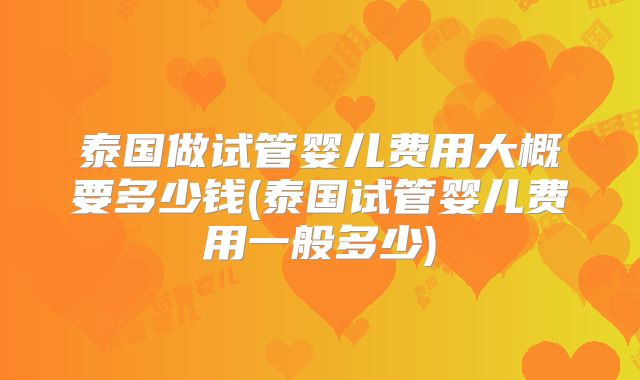 泰国做试管婴儿费用大概要多少钱(泰国试管婴儿费用一般多少)