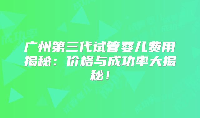广州第三代试管婴儿费用揭秘：价格与成功率大揭秘！