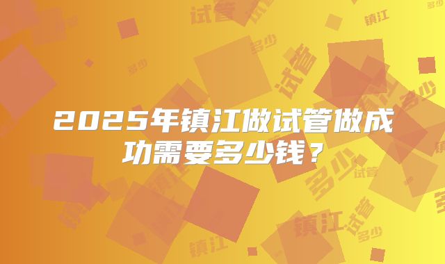 2025年镇江做试管做成功需要多少钱?