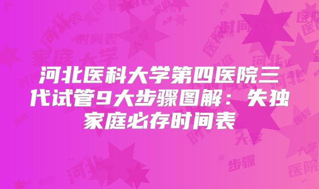 河北医科大学第四医院三代试管9大步骤图解：失独家庭必存时间表