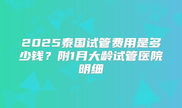 2025泰国试管费用是多少钱？附1月大龄试管医院明细