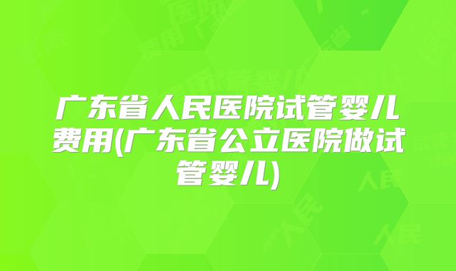 广东省人民医院试管婴儿费用(广东省公立医院做试管婴儿)
