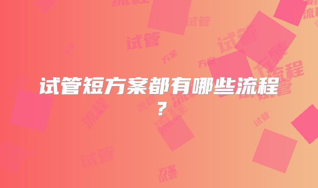 试管短方案都有哪些流程?