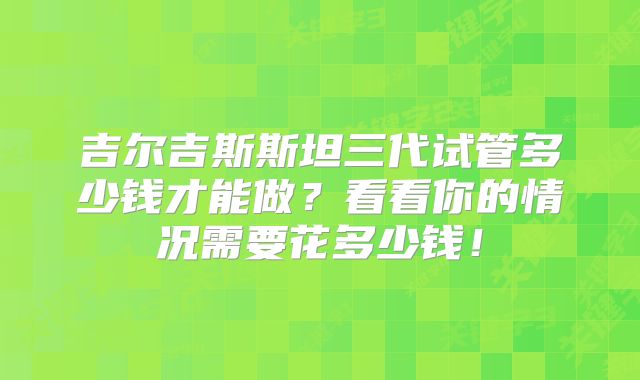 吉尔吉斯斯坦三代试管多少钱才能做？看看你的情况需要花多少钱！