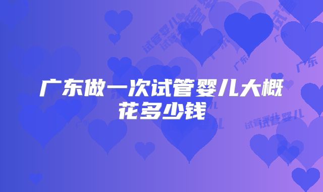 广东做一次试管婴儿大概花多少钱
