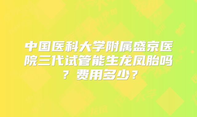 中国医科大学附属盛京医院三代试管能生龙凤胎吗？费用多少？