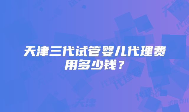 天津三代试管婴儿代理费用多少钱？