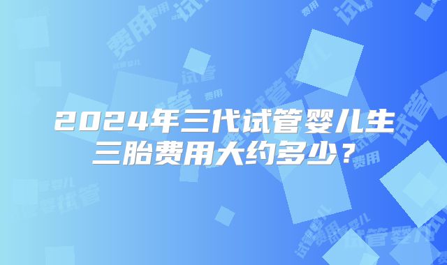 2024年三代试管婴儿生三胎费用大约多少?