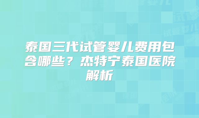 泰国三代试管婴儿费用包含哪些？杰特宁泰国医院解析
