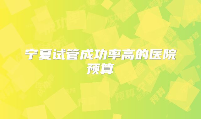 宁夏试管成功率高的医院预算