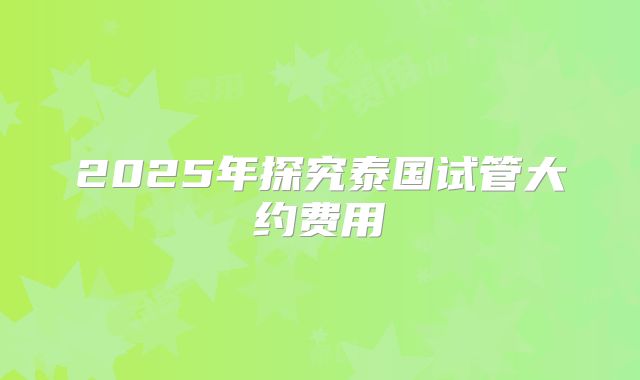 2025年探究泰国试管大约费用